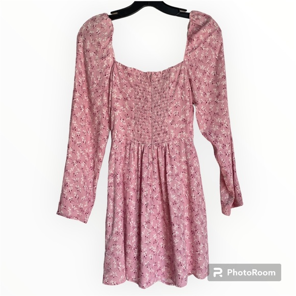 NWT Reformation Rosalie Long Sleeve Square Neck Mini Dress in Baby’s Breath - Picture 3 of 4